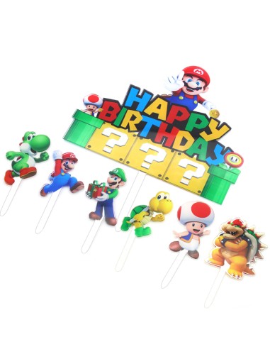 CakeDeco Taarttopper Super Mario Set Vraagteken -7st-