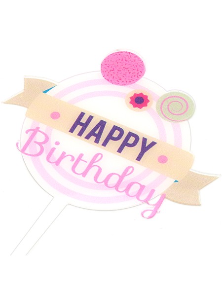 CakeDeco Taarttopper Happy Birthday Pink //