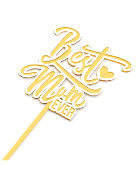 CakeDeco Taarttopper Best Mom Ever - Spiegel Goud //