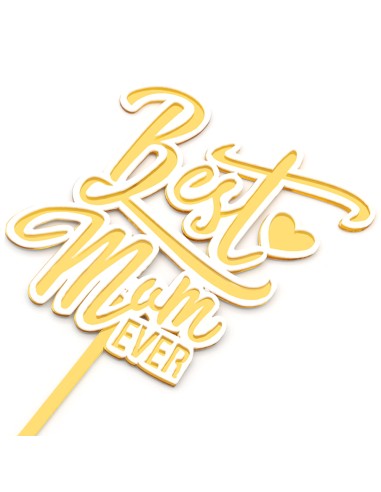 CakeDeco Taarttopper Best Mom Ever - Spiegel Goud //