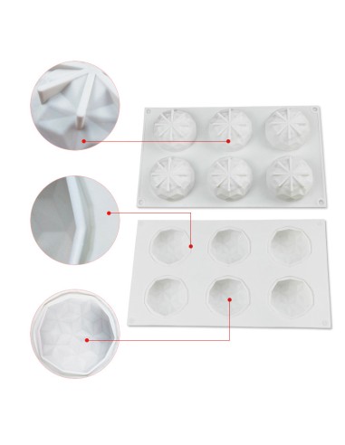 CakeDeco Siliconen Bakvorm Mini Diamant Rond //