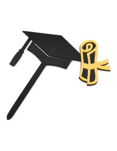 CakeDeco Taarttopper Geslaagd Hoed - Spiegel Goud