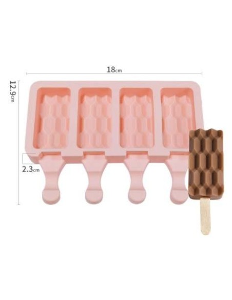 CakeDeco Cakesicle IJs Mould 3D Hexagon -Roze- //