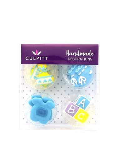 Culpitt Suikerdecoratie Baby ABC Blauw -12st-