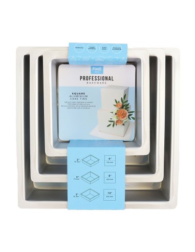 PME Diepe Bakvorm Vierkant Set -3st-