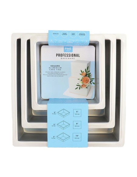 PME Diepe Bakvorm Vierkant Set -3st-