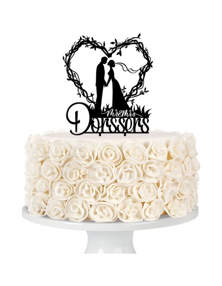 Taarttopper op Maat: Bruidspaar in Boog met Naam