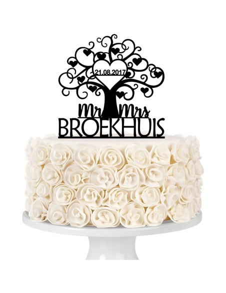 Taarttopper op Maat: Love Tree met Naam en Datum