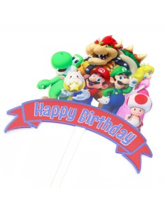 CakeDeco Taarttopper Super Mario Set Happy Birthday -7st- 2