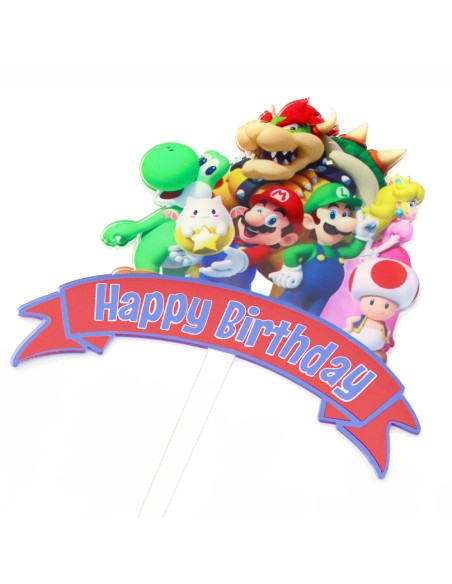 CakeDeco Taarttopper Super Mario Set Happy Birthday -7st-