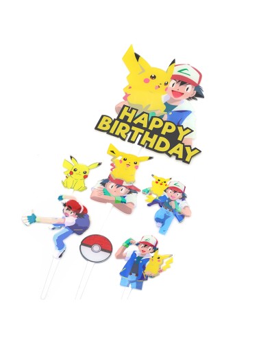 CakeDeco Taarttopper Pokemon Set Pikachu & Ash -7st-