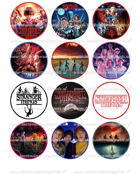 Eetbare Print Stranger Things Cupcakes - 6cm