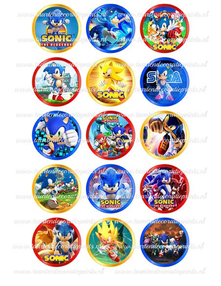 Eetbare Print Sonic Cupcakes - 5cm