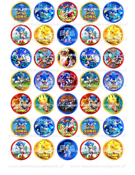 Eetbare Print Sonic Mini Cupcakes - 3,5cm