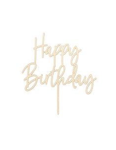 PartyDeco Houten Taarttopper Happy Birthday