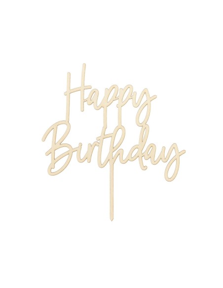 PartyDeco Houten Taarttopper Happy Birthday
