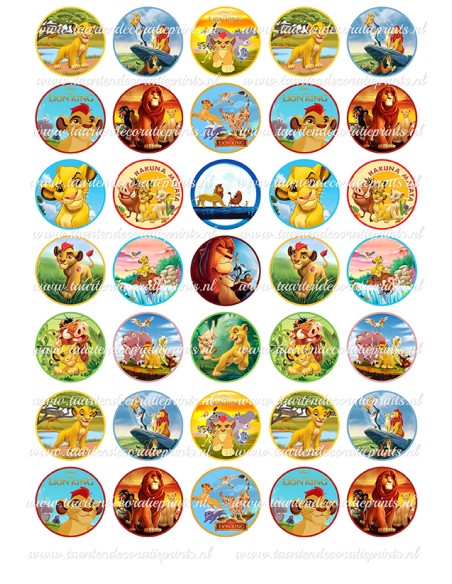 Eetbare Print Lion King Mini Cupcakes - 3,5cm