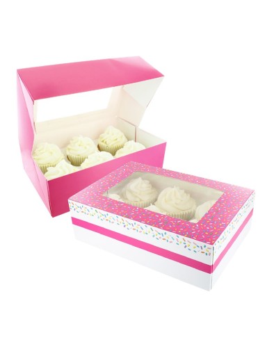 Baked with Love Cupcake Doos 6 Roze & Sprinkles -2st-