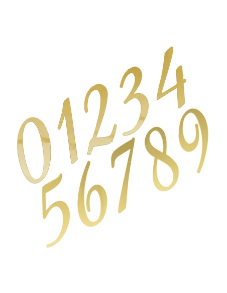 CakeDeco Acryl Cijfers Sierlijk - Spiegel Goud -10st-