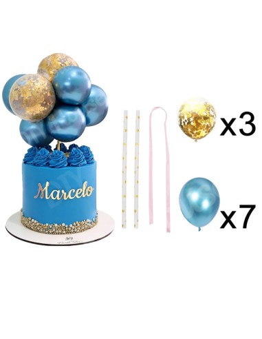 Taarttopper Set Mini Ballonnen Blauw