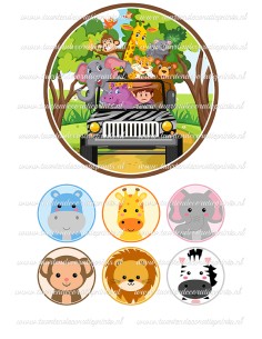 Eetbare Print Dierentuin Dieren 1 - 15cm