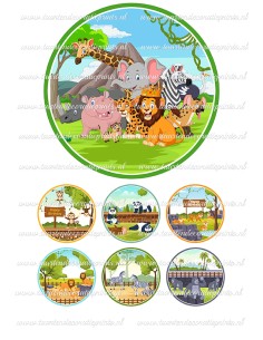 Eetbare Print Dierentuin Dieren 2 - 15cm