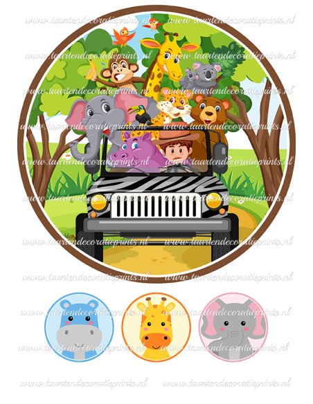 Eetbare Print Dierentuin Dieren 1 - 20cm