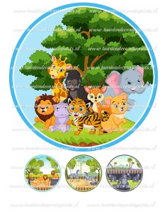 Eetbare Print Dierentuin Dieren 3 - 20cm