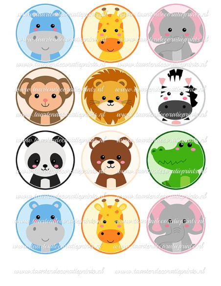 Eetbare Print Dierentuin Dieren Cupcakes - 6cm