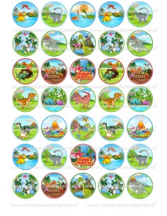 Eetbare Print Dino Mini Cupcakes 2 - 3,5cm