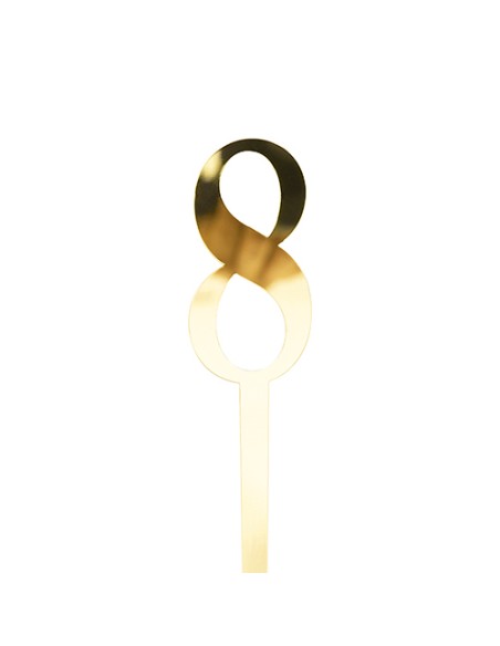 CakeDeco Taarttopper Cijfer 8 - Spiegel Goud