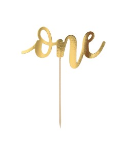 PartyDeco Taarttopper One Goud 