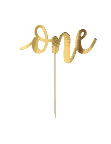 PartyDeco Taarttopper One Goud 