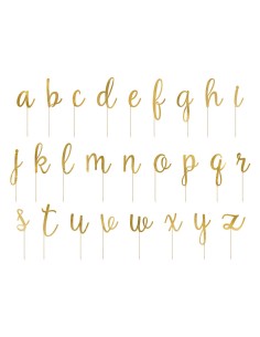 PartyDeco Cupcake Toppers Alfabet Goud -53st-