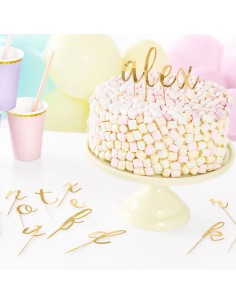 PartyDeco Cupcake Toppers Alfabet Goud -53st- 2
