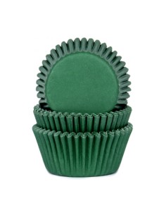 House of Marie Mini Baking Cups Effen Donkergroen -60st-
