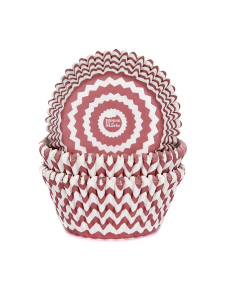 House of Marie Baking Cups Chevron Rood -50st- //