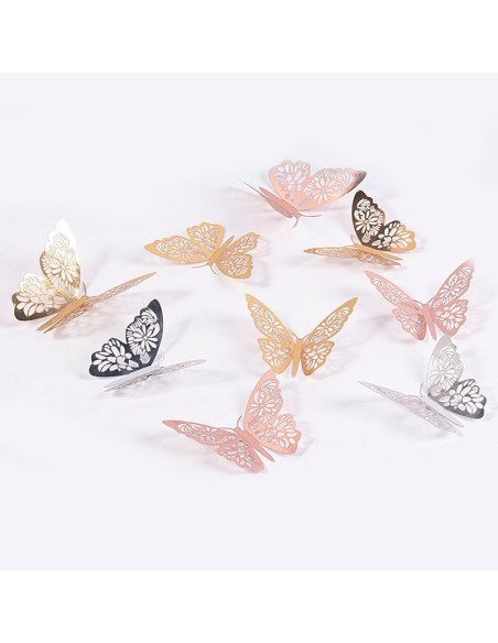 CakeDeco Decoratie Vlinders Metallic Zilver -12st-