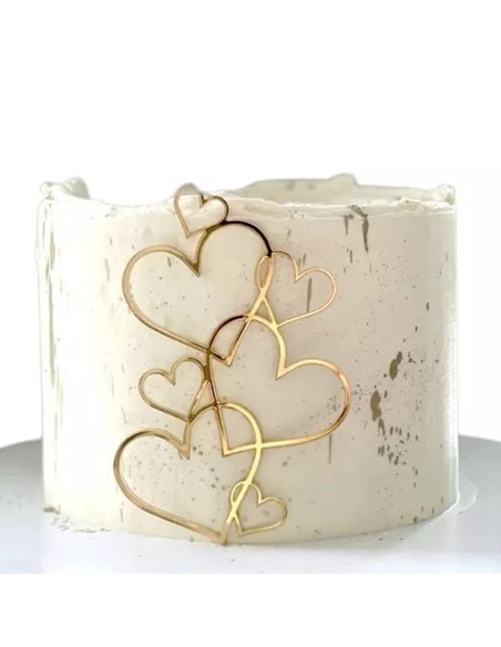 CakeDeco Taarttopper Front Hartjes - Goud