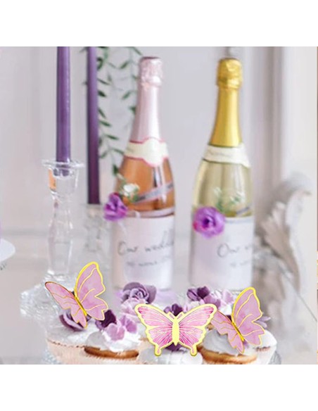 CakeDeco Decoratie Vlinders Roze -10st-