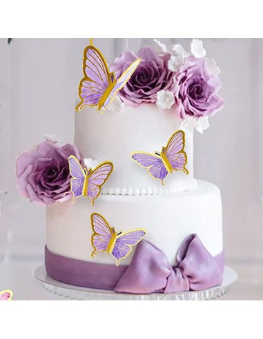 CakeDeco Decoratie Vlinders Paars -10st-