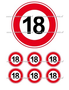 Eetbare Print Verkeersbord 18 jaar - 15cm