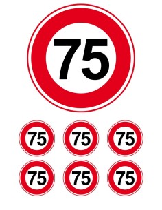 Eetbare Print Verkeersbord 75 jaar - 15cm