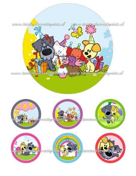 Eetbare Print Woezel en Pip Feest - 15cm