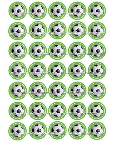 Eetbare Print Voetbal Groen Mini Cupcakes - 3,5cm