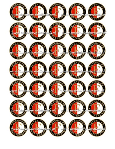 Eetbare Print Feyenoord Mini Cupcakes - 3,5cm