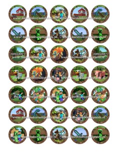 Eetbare Print Minecraft Mini Cupcakes - 3,5cm