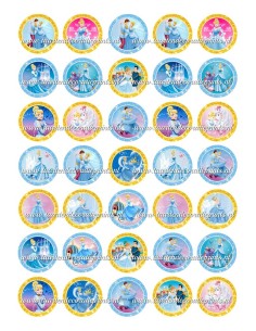 Eetbare Print Assepoester Mini Cupcakes - 3,5cm