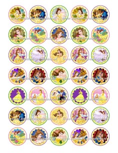 Eetbare Print Belle Mini Cupcakes - 3,5cm