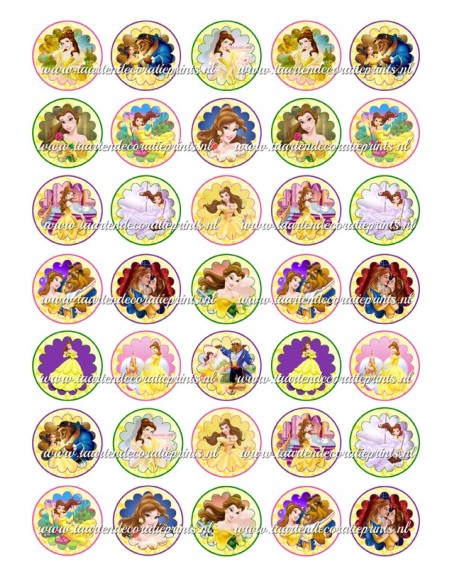 Eetbare Print Belle Mini Cupcakes - 3,5cm